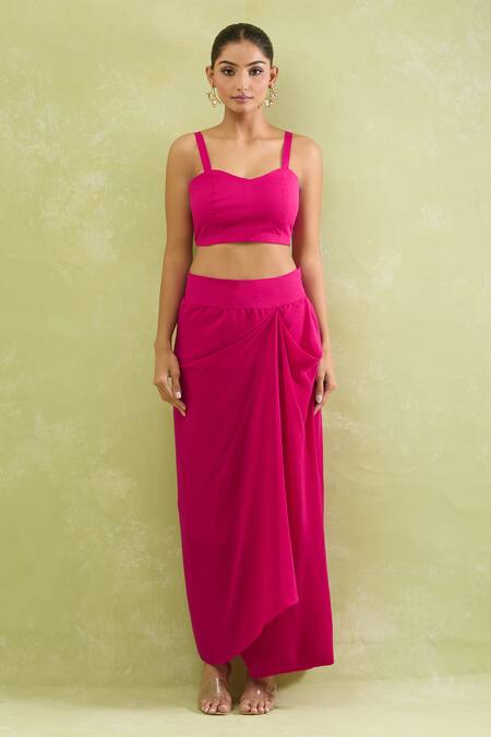 Prisho Pink Chiffon, Georgette Sequins, Zari, Embroidery Zardozi Kaftan And Blouse Set Online at Aza Fashions Prisho_Pink Chiffon, Georgette Sequins, Zari, Embroidery Zardozi Kaftan And Blouse Set _Online_at_Aza_Fashions