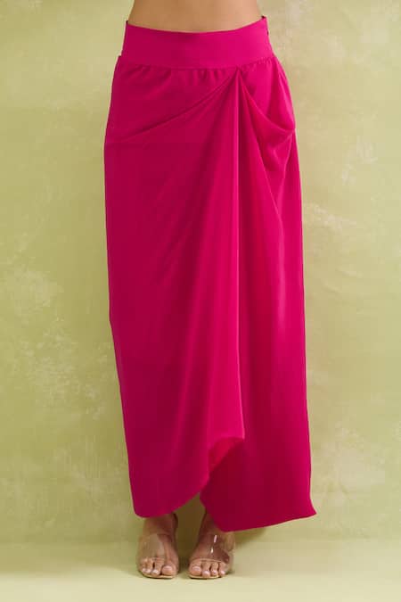 Buy Prisho Pink Chiffon, Georgette Sequins, Zari, Embroidery Zardozi Kaftan And Blouse Set Buy_Prisho_Pink Chiffon, Georgette Sequins, Zari, Embroidery Zardozi Kaftan And Blouse Set