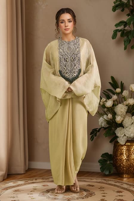 Prisho Zardozi Embroidered Kaftan Skirt Set 