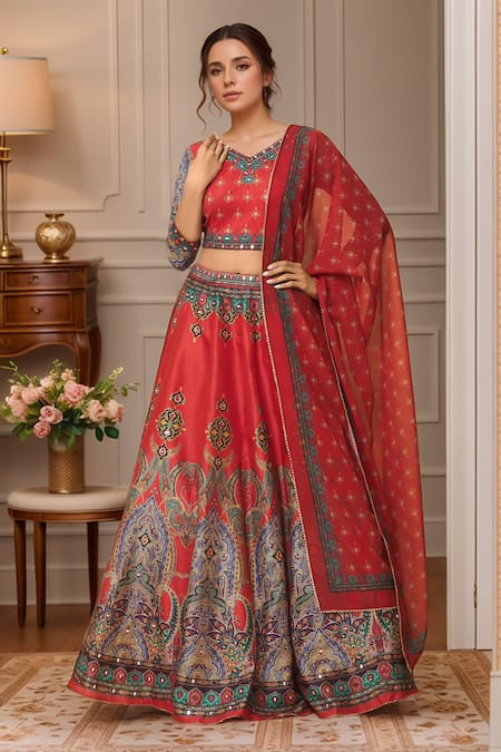 Samyukta Singhania Mughal Floral Print Lehenga Set 