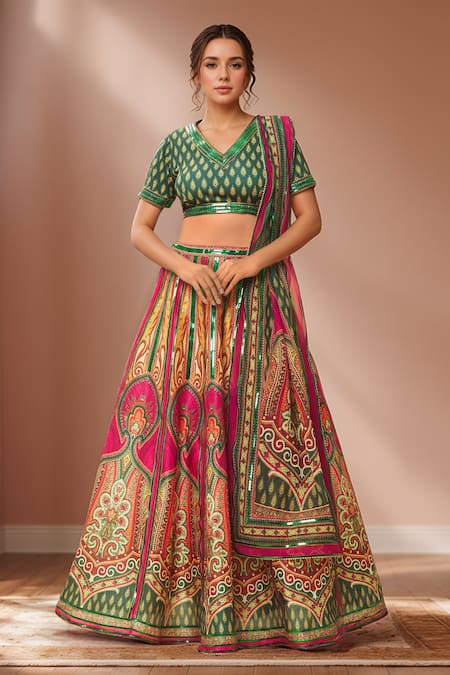 Samyukta Singhania Tribal Art Print Lehenga Set 