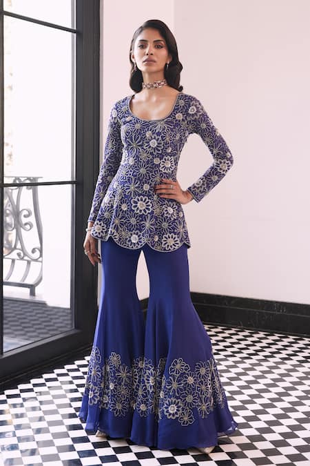Buy Charu And Vasundhara Purple Organza, Taffeta Beads, Sequins, Florin Embroidered Kurta And Sharara Set Online at Aza Fashions Buy_Charu And Vasundhara_Purple Organza, Taffeta Beads, Sequins, Florin Embroidered Kurta And Sharara Set _Online_at_Aza_Fashions