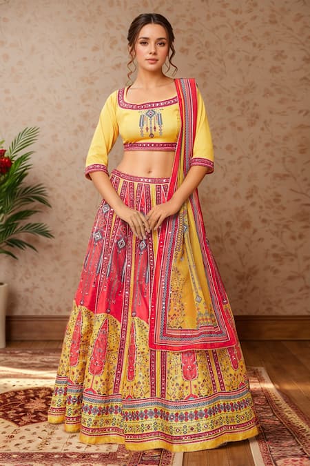 Samyukta Singhania Mughal Garden Print Lehenga Set 