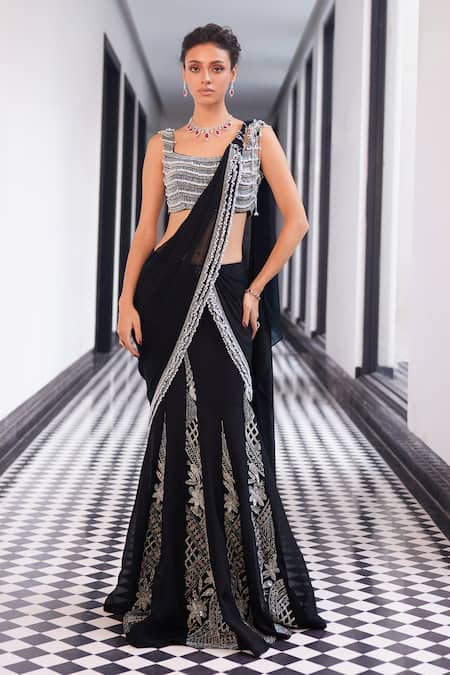 Charu and Vasundhara Fia Pre-Draped Panelled Saree With Blouse 