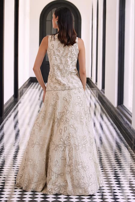 Charu And Vasundhara Embroidered Waistcoat & Lehenga Set 