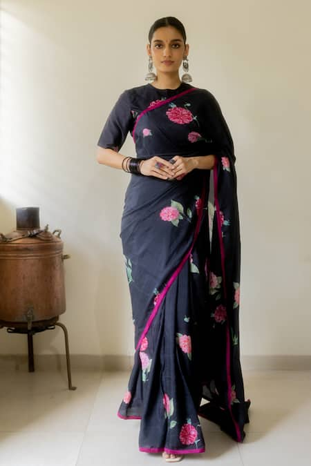 Juanita by Shubhda Dahlia Print Saree With Blouse 