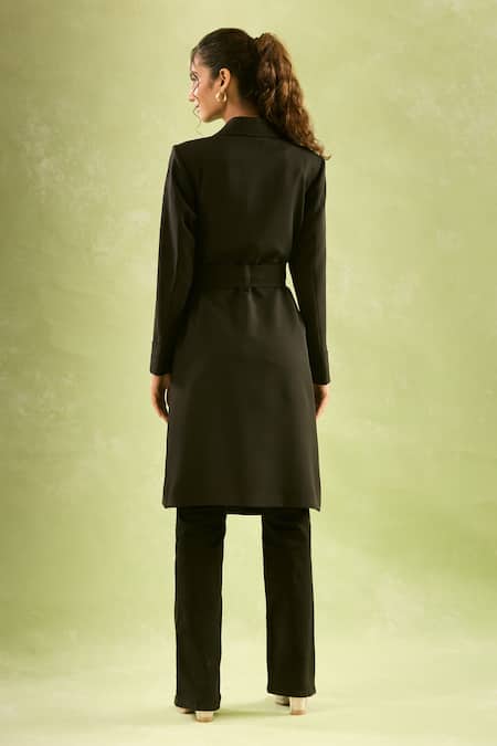 Naintara Bajaj Pearl Embellished Long Coat Jacket 