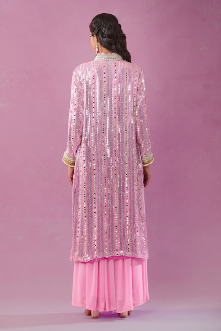 Kunwarani Ritu Mirror Embroidered Jacket Kurta & Sharara Set 