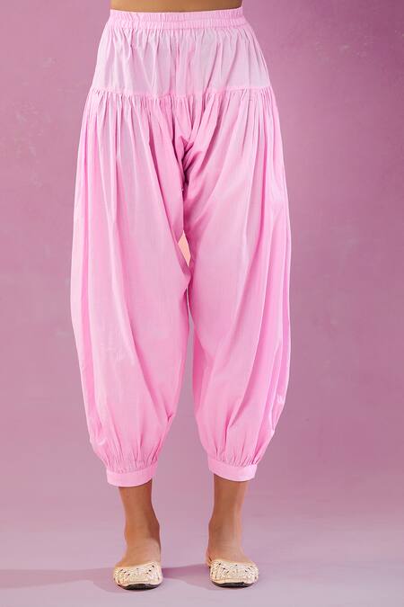 Kunwarani Ritu Pink Cotton Tassels Round Neck Zardozi Embroidered Kurta And Salwar Set Online at Aza Fashions Kunwarani Ritu_Pink Cotton Tassels Round Neck Zardozi Embroidered Kurta And Salwar Set _Online_at_Aza_Fashions