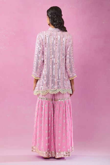 Kunwarani Ritu Mirror Sequin Embroidered Kurta Gharara Set 