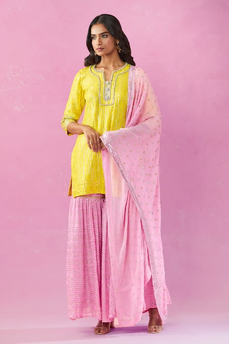 Kunwaraniritu Sequin Embellished Kurta Gharara Set 