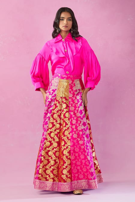 Kunwaraniritu Floral Banarasi Pattern Lehenga With Top 