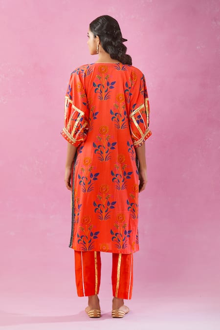 Kunwarani Ritu Floral Gota Patti Kurta Pant Set 