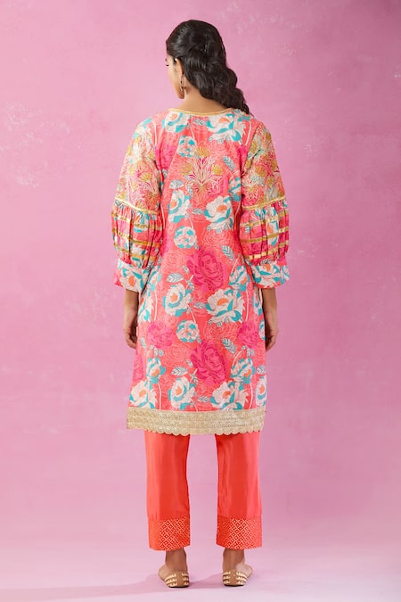 Kunwarani Ritu Floral Gota Patti Kurta Pant Set 