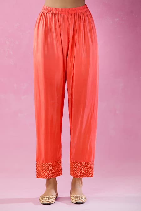 Buy Kunwarani Ritu Orange Cotton, Chiffon Gota Patti, Embroidery Sweetheart Floral Kurta Pant Set Online at Aza Fashions Buy_Kunwarani Ritu_Orange Cotton, Chiffon Gota Patti, Embroidery Sweetheart Floral Kurta Pant Set _Online_at_Aza_Fashions