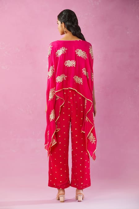 Kunwarani Ritu Floral Zardozi Cape & Pant Set 