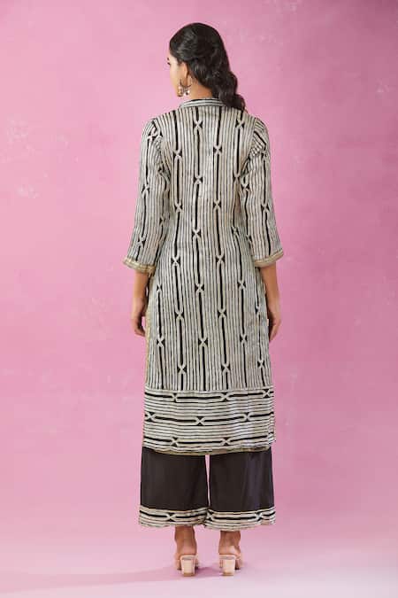 Kunwarani Ritu Geometric Gota Patti Kurta Pant Set 