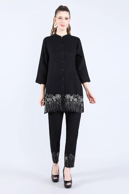 Linen Bloom Linen Mesh Embroidered Tunic 