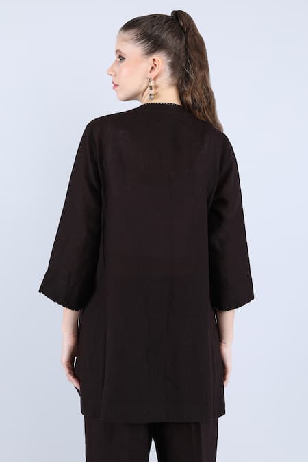 Linen Bloom Floral Embroidered Tunic & Pant Set 