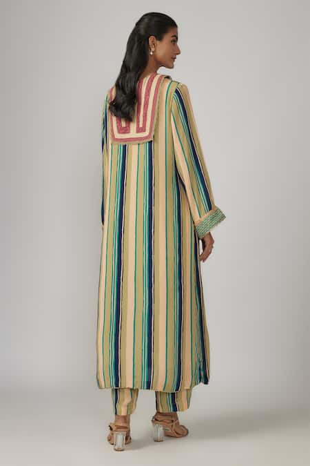 Sandhya Shah Multicolored Embroidered Kurta Pant Set 