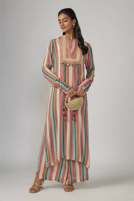 Sandhya Shah Mehar Stripe Pattern Kurta Pant Set 