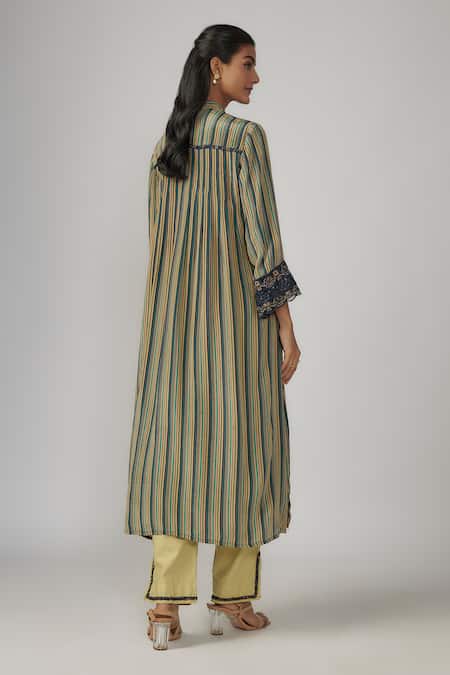 Sandhya Shah Multicolored Stripe Embroidered Kurta Set 