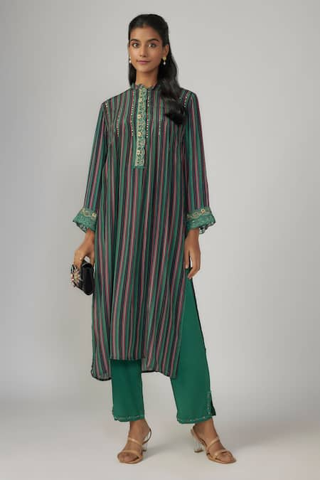 Sandhya Shah Yani Stripe Pattern Kurta & Pant Set 