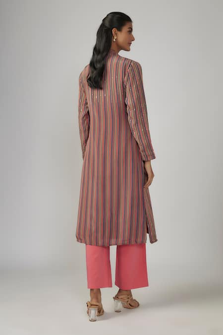 Sandhya Shah Pink Embroidered Jacket Pant Set 