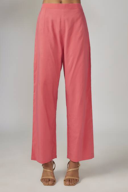 Buy_Sandhya Shah_Pink Chanderi, Crepe Sequins, Beads Open Neck, Round Embroidered Jacket Pant Set _Online_at_Aza_Fashions