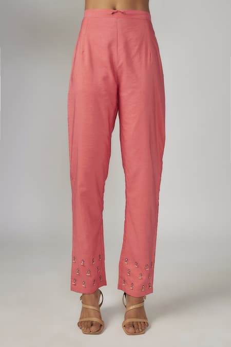 Sandhya Shah_Pink Organza, Crepe, Silk Beads, Sequins, Cut Work Mirror Embroidered Kurta Set _at_Aza_Fashions