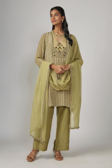 Sandhya Shah Mirai Embroidered Yoke Kurta Pant Set 