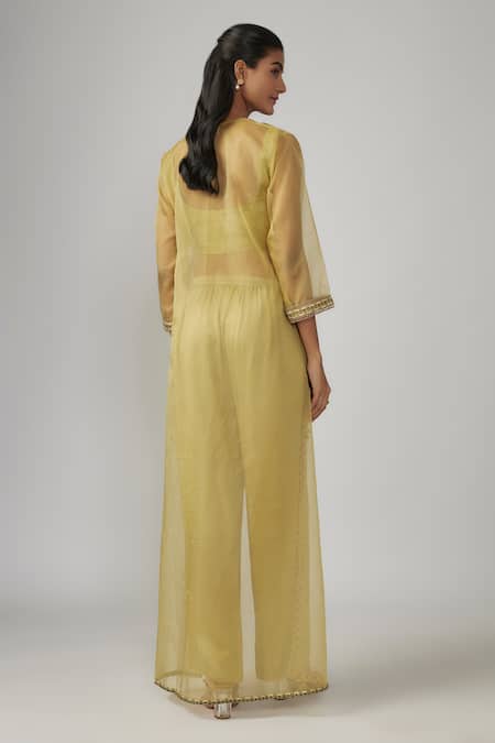 Sandhya Shah Sheer Embroidered Kurta Pant Set 