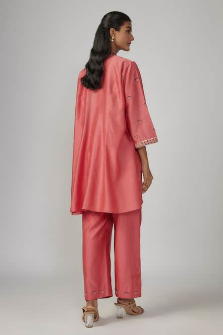 Sandhya Shah Embroidered Pink Tunic & Pant Set 