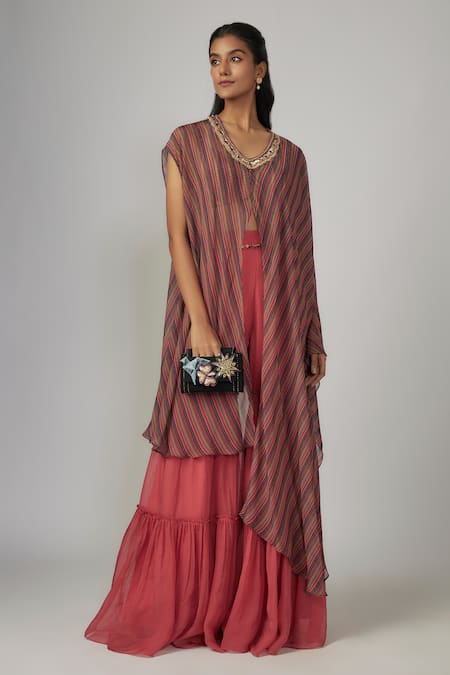 Sandhya Shah Roma Embroidered Cape Pant Set 