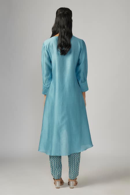 Sandhya Shah Blue Cutwork Embroidered Kurta & Pant Set 