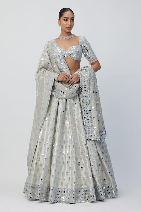 Vvani by Vani Vats Mirror Work Embroidered Bridal Lehenga Set 