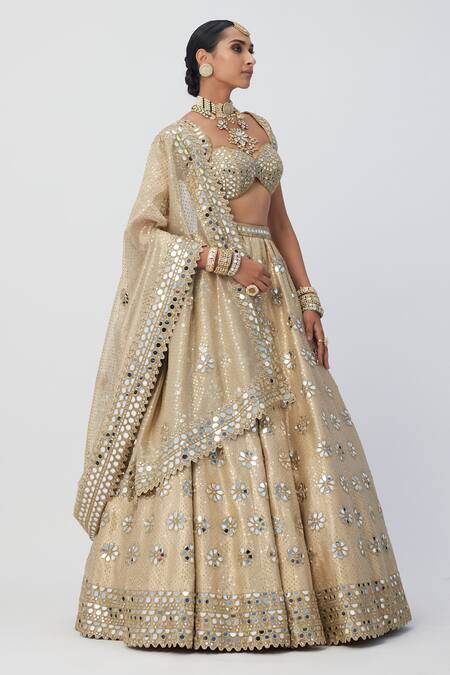 Buy Vvani By Vani Vats Gold Organza, Silk Mirrors, Cut Work, Sequins Embroidered Bridal Lehenga Set Online at Aza Fashions Buy_Vvani By Vani Vats_Gold Organza, Silk Mirrors, Cut Work, Sequins Embroidered Bridal Lehenga Set_Online_at_Aza_Fashions