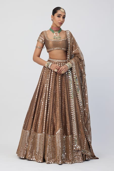 Vvani by Vani Vats Mirror Embroidered Bridal Lehenga Blouse Set 