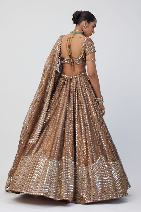 Vvani By Vani Vats Cutdana Mirror Embroidered Lehenga Set 