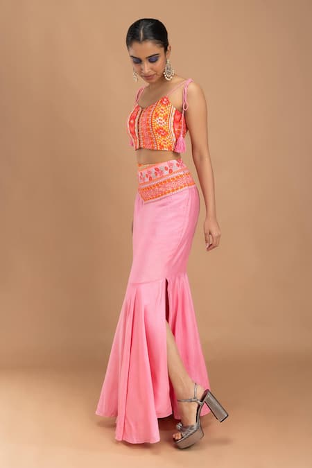 Lavina Sippy Floral Geometric Print Skirt Set 