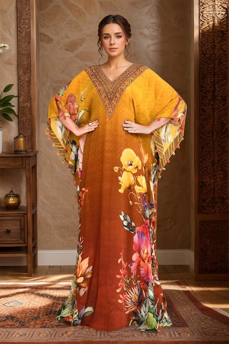 Kalista Floral Print Ombre Kaftan 