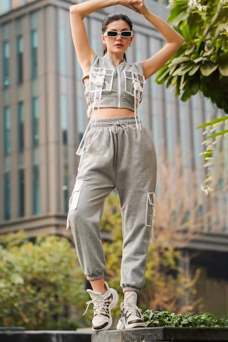 The Episode Grey Buckle Detail Vest & Jogger Set 