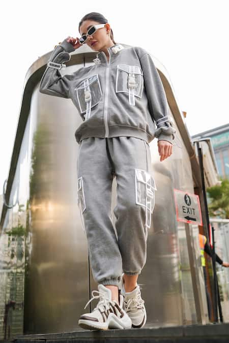 The Episode Buckle Detail Grey Sweatshirt Jacket & Joggers 