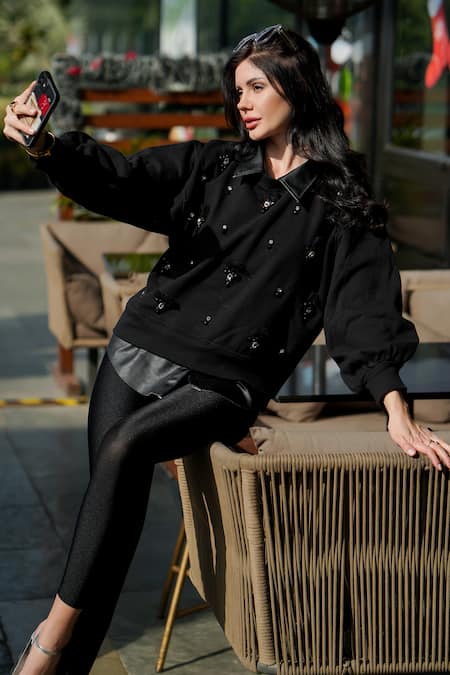 The Episode Crystal Embellished Black Sweatshirt 