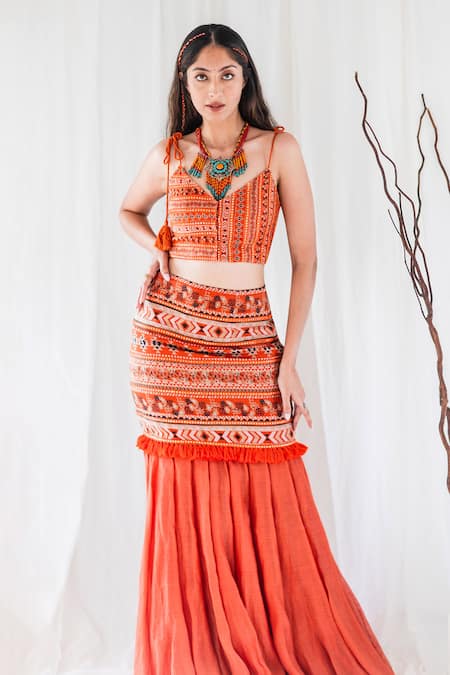 Lavina Sippy Floral Geometric Printed Skirt Set 