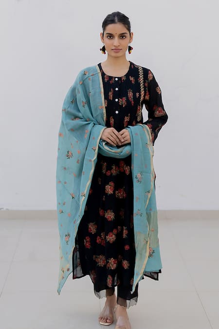 Juanita by Shubhda Floral Hand Block Print Kurta Set 