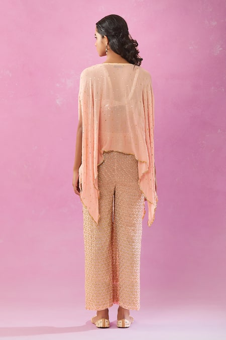 Kunwarani Ritu Zardozi Embroidered Peach Kurta & Pant Set 