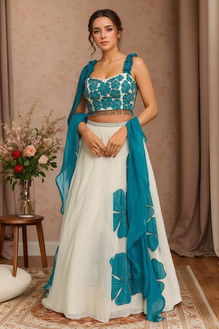 Samyukta Singhania Floral Applique Embellished Lehenga Set 