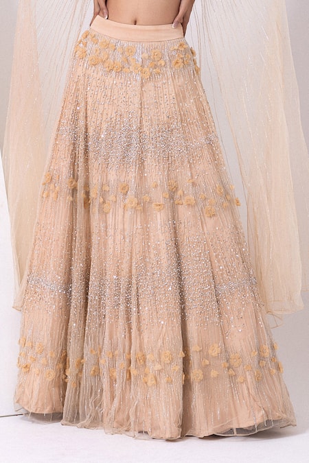 Buy Mehak Sharma Peach Tulle Cut Work, Sequins, Smocking, Embroidery Cutdana Cape And Lehenga Set Online at Aza Fashions Buy_Mehak Sharma_Peach Tulle Cut Work, Sequins, Smocking, Embroidery Cutdana Cape And Lehenga Set _Online_at_Aza_Fashions