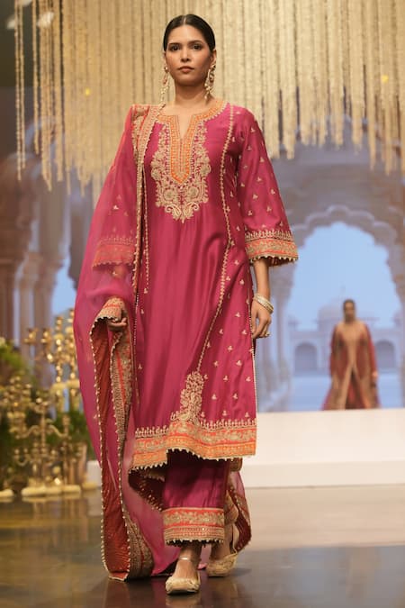 Sheetal Batra Pink Organza, Sequins, Zari, Embroidery Hot Kirandori Kurta Set Online at Aza Fashions Sheetal Batra_Pink Organza, Sequins, Zari, Embroidery Hot Kirandori Kurta Set _Online_at_Aza_Fashions